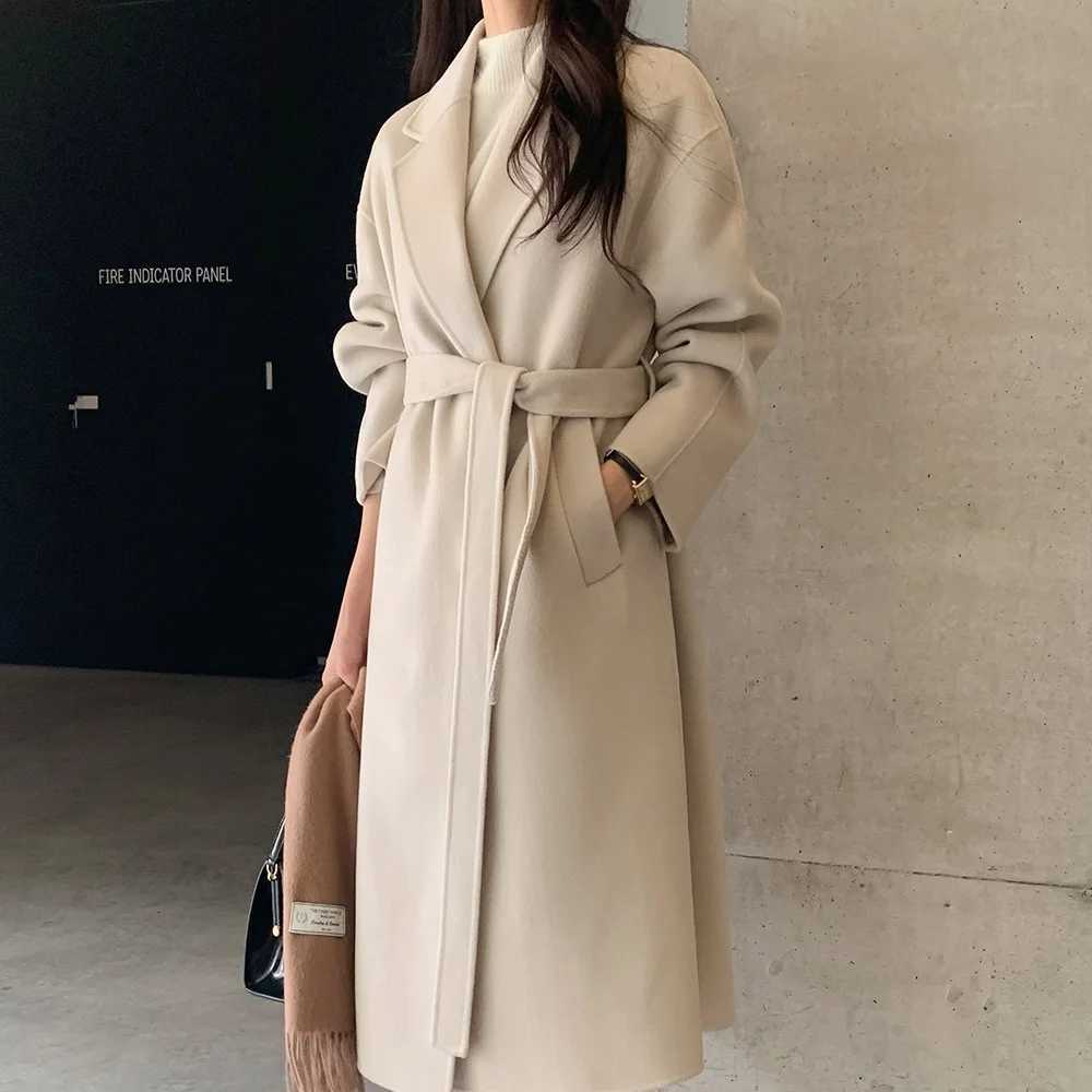 Sweet Hot Girl Retro Loose Double-Sided Wool Coat Womens 2025 Autumn Winter Woolen Coat Fashion Female ClothesT251224