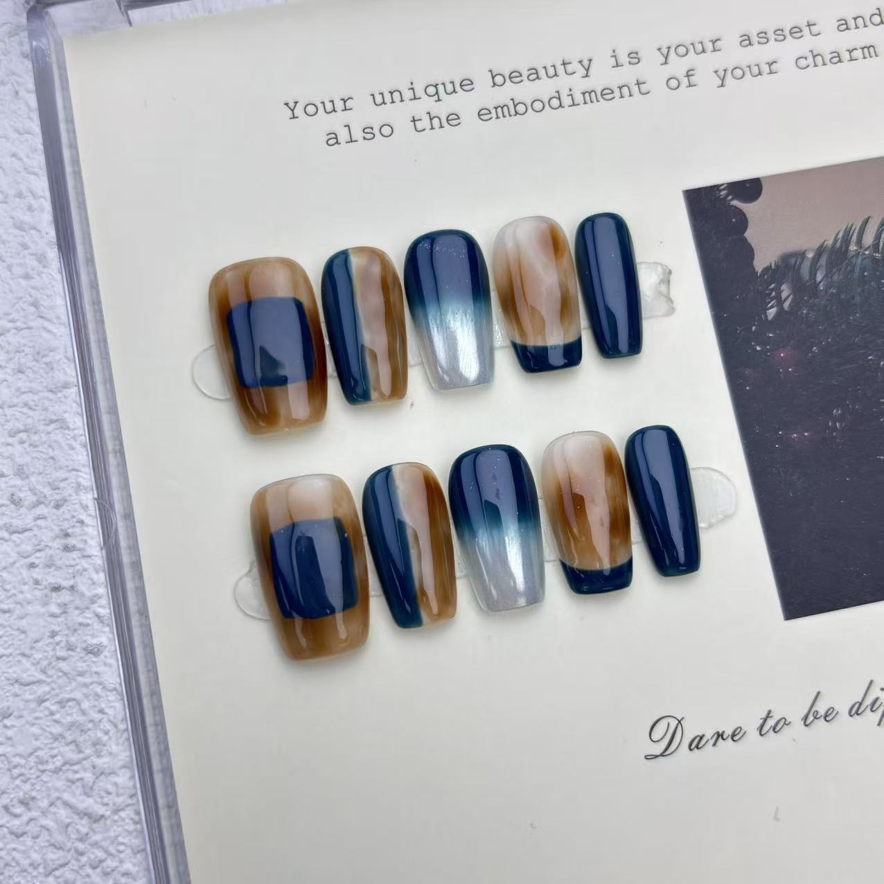 original light luxury ins caramel cool color smudge French gradual change explosion white handmade armor