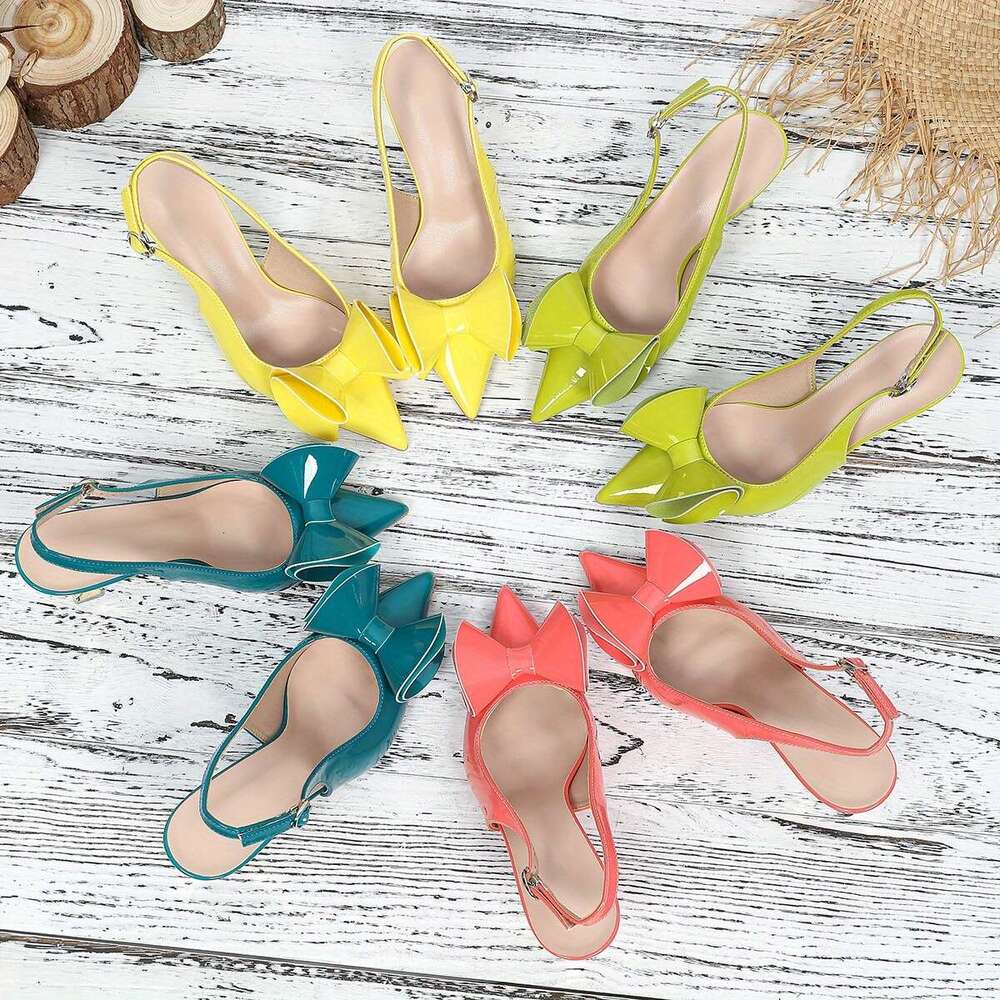 Single Shoes Are Comfortable Lightweight With Elegant Trumpet Flower Pointed Tips And Summer Shallow Mouth Heels MOJIDASHU