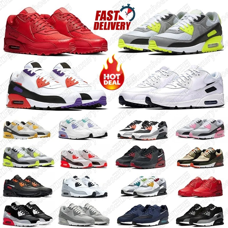 2025 90S Men Running Shoes Infrared Patch Triple Black White Laser Pink Oreo Breathable Trainer Women Designer Sports Outdoor Sneakers size 36-45 E02