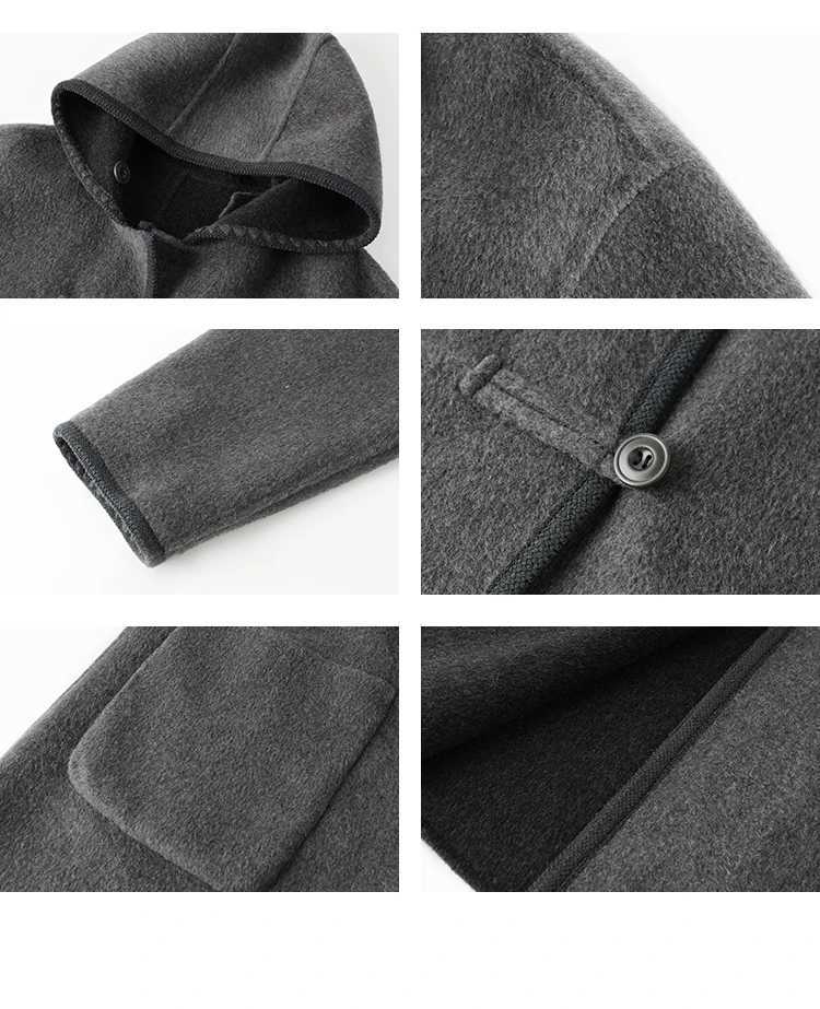 Vega Chang New Autumn and Winter Double-Sided Woolen Coat with Hood Wool MaterialT251224