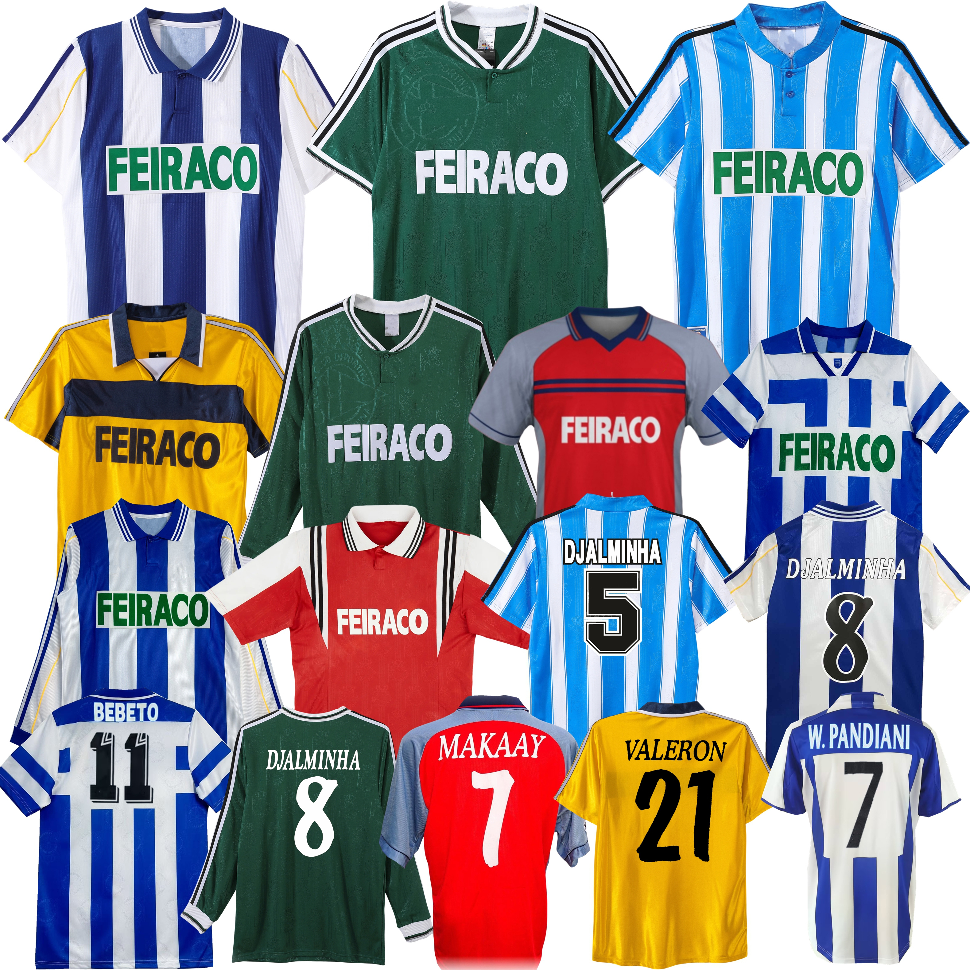 1997 1998 1999 2000 Deportivo La Coruna Retro Soccer Jerseys de MAKAAY DJALMINHA depor TRISTAN VALERON 2003 2004 classic Away Football Shirts