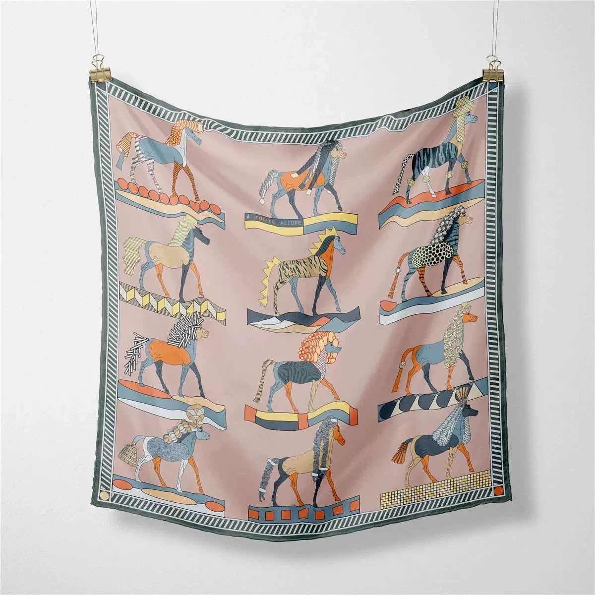 2025 Horse Printed Headband Scarf Women Fashion 53CM Twill Silk Hijabs Neckerchief Decorative Square Scarves Y251224