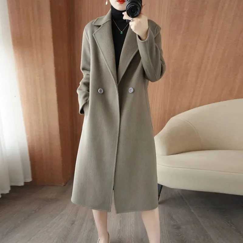 100 Pure Wool Double Sided Cashmere Jacket Women Outer Wear Loose l Professional Coat New Autumn Winter Woolen Windbreaker CoatT251224