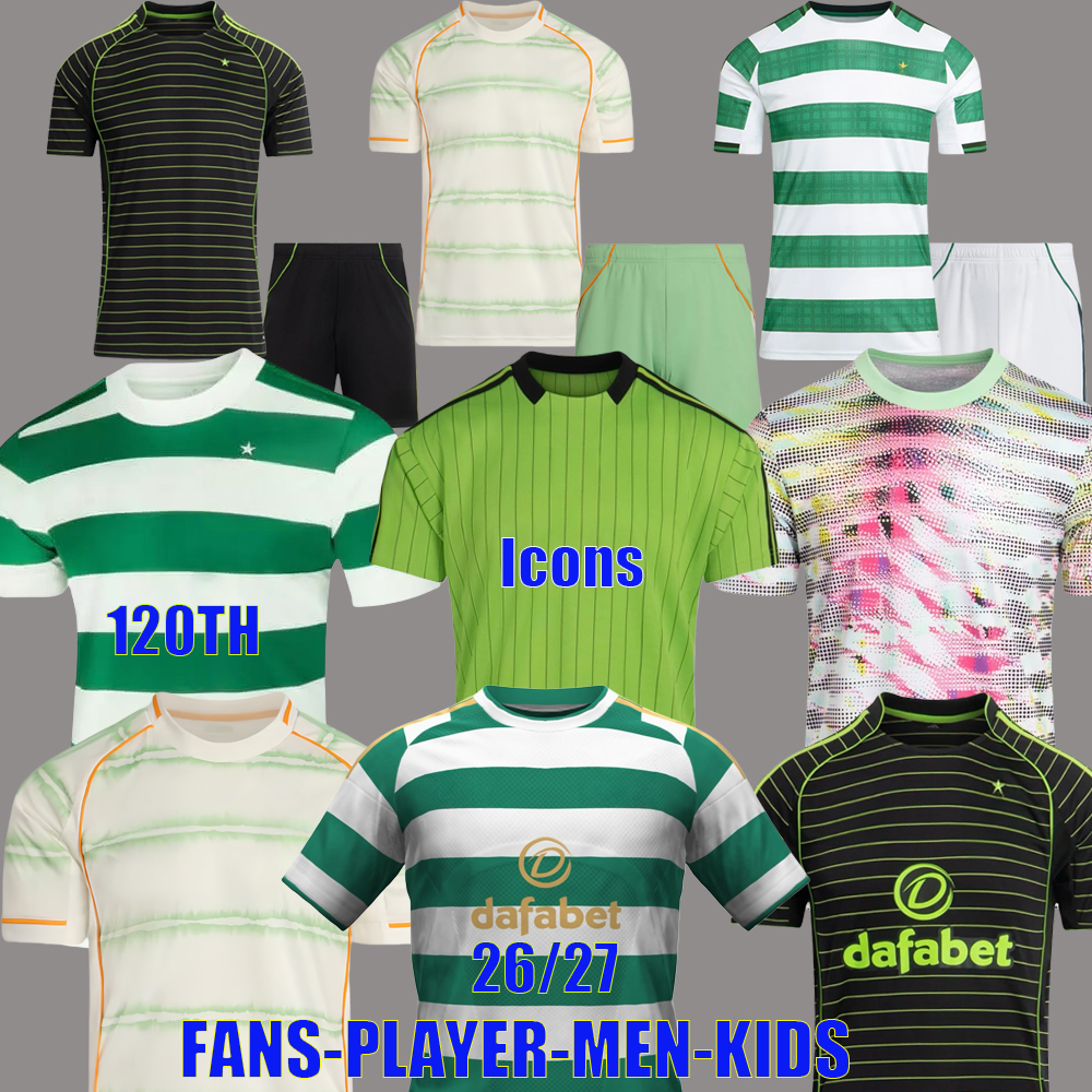 Top thailand quality 2025 2026 soccer jerseys celticfcS 25 26 jerseys celts home green Third Kit football shirts men kids sets