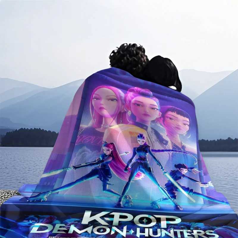 LUXURY K-Pop Demon Hunters Blanket Girls Boys Plush Throw Blanket Novelty Warm Blanket All Season Gift for Bed Sofa Office Camping TripXJ251224