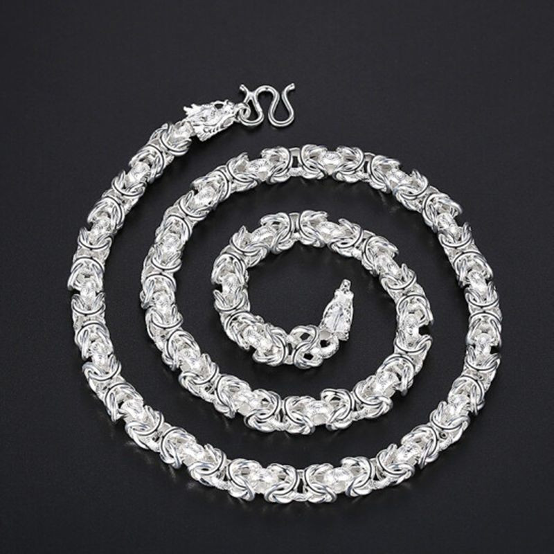 Double Head for Men, Bold Fashionable Personality Trendy Men's Versatile Live Cuban Chain Dragon Bone Necklace Hip-Hop