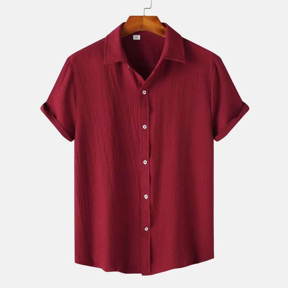 Clothing Summer New Short Sleeved Solid Color Men's Shirt Tops