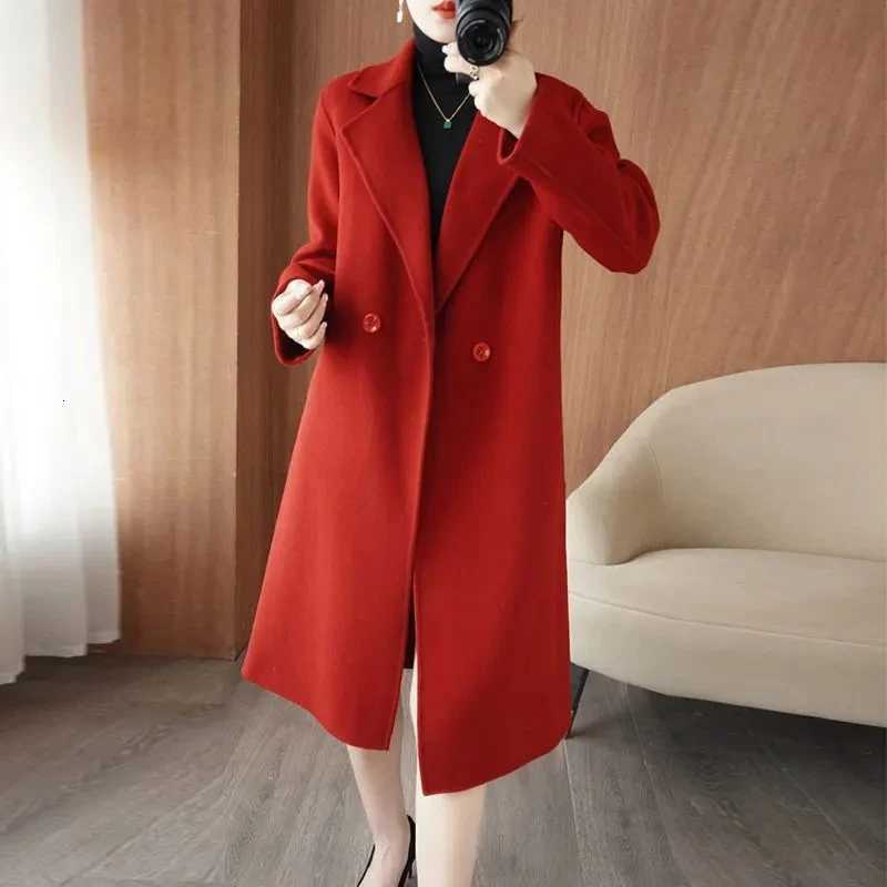 100 Pure Wool Double Sided Cashmere Jacket Women Outer Wear Loose l Professional Coat New Autumn Winter Woolen Windbreaker CoatT251224