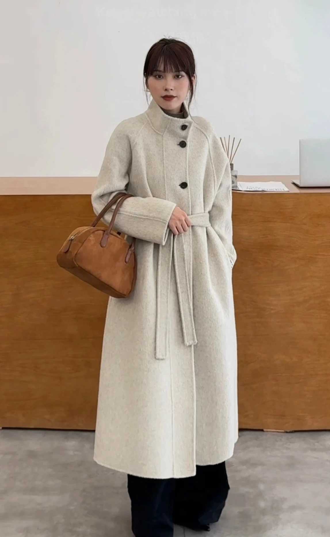Double Sided Cashmere Coat For Women 2025 Winter New Temperament Turtleneck Woolen Overcoat Female Loose Woolen ClothesT251224