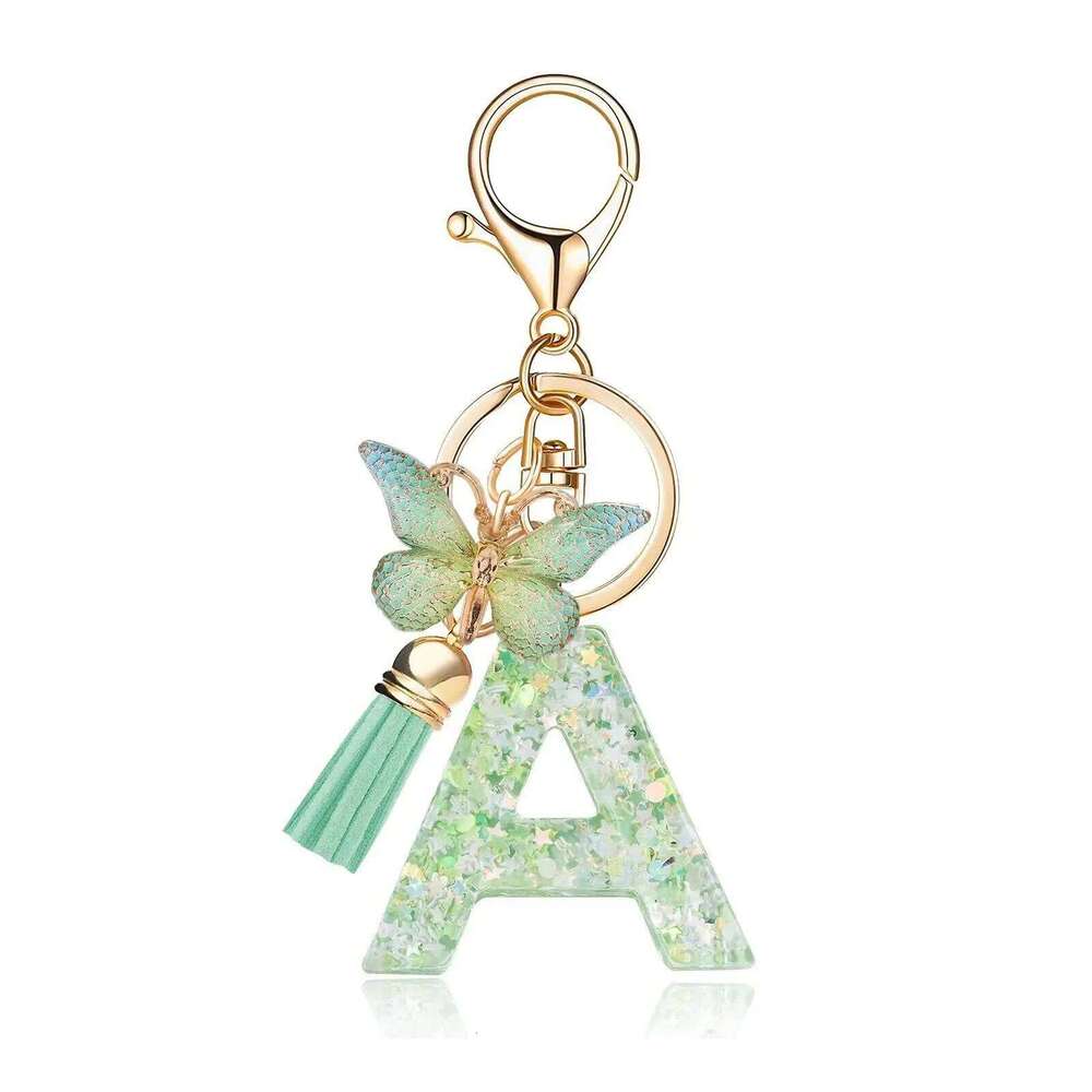 Personalized Resin Butterfly Keychain Letter Pendant Cute Gift for Women Bag Charm & Car Key Accessory X251224