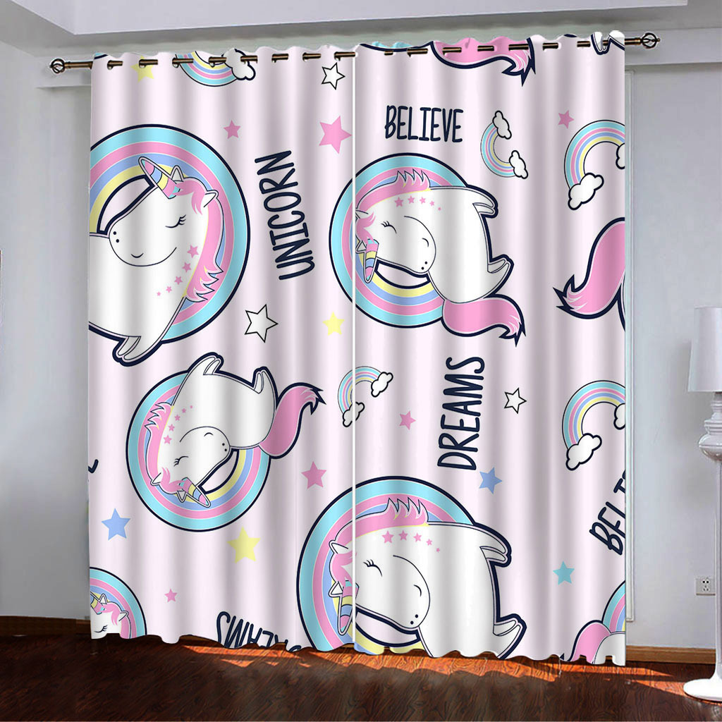 YL-38042 High-Density Blackout Curtain Rainbow Unicorn Series 3D Digital Printed Curtains - Custom Made from Custom Images