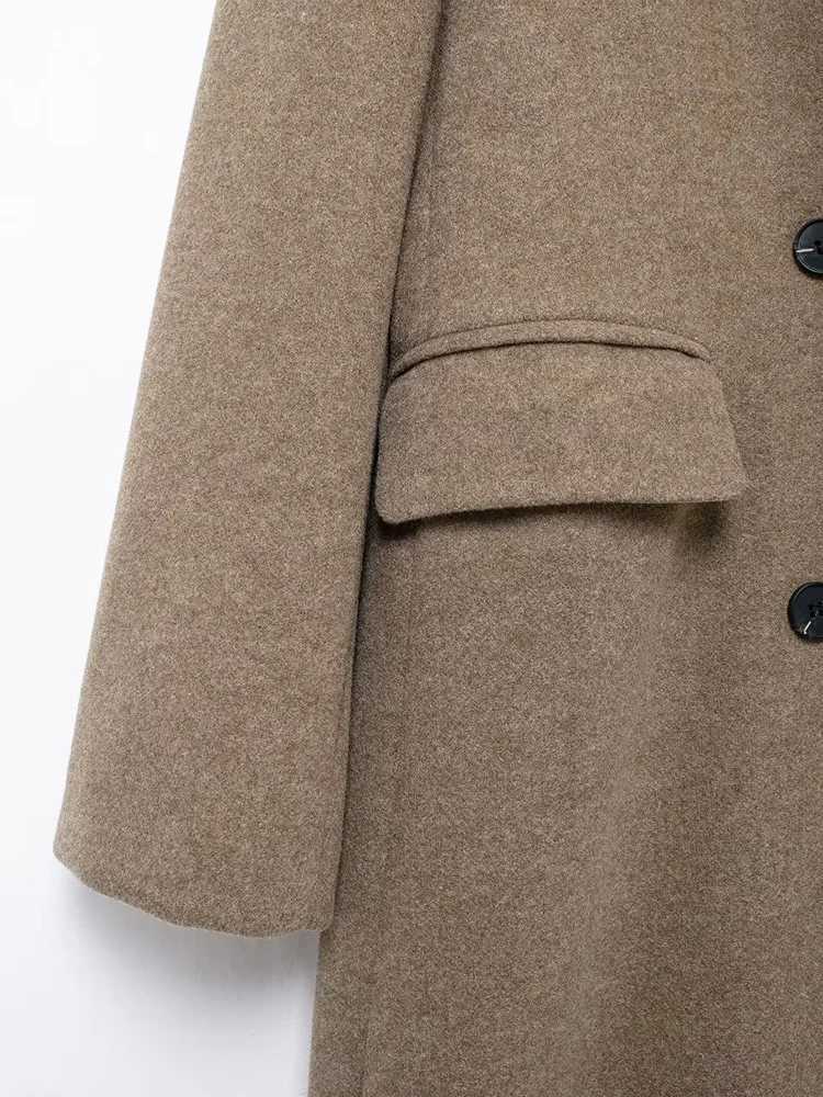 The New Female Fashion For Autumn/Winter 2024 Simple Double-Breasted Woolen Coat With PocketT251224