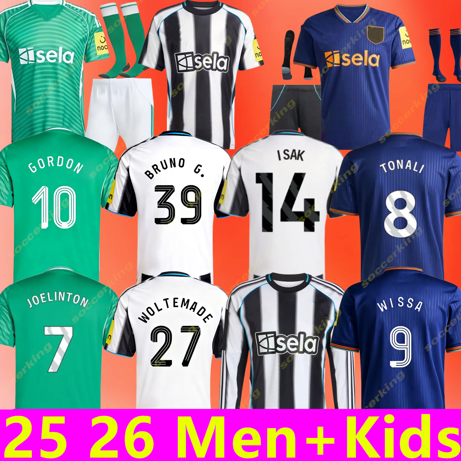 Newcastled United 25 26 Soccer Jerseys GORDON BRUNO G. TONALI ELANGA WISSA WOLTEMADE ISAK J.RAMSEY JOELINTON LIVRAMENTO BARNES 2025 2026 football shirt men kids kit