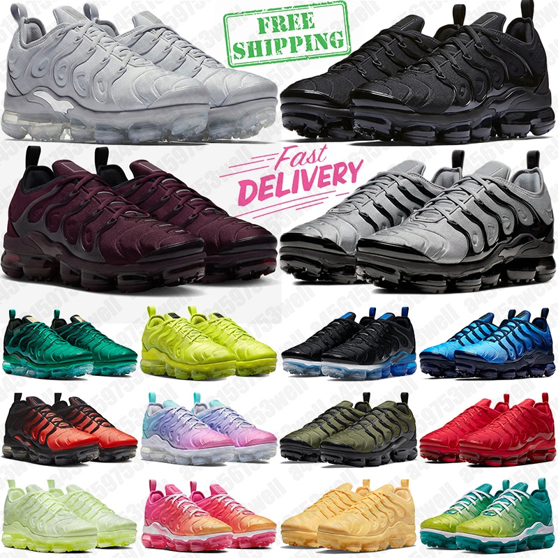 Free Shipping TN plus Running Shoes Women Mens Trainers Black White Red Wolf Cool Grey Coquettish Purple Olive Pastel Obsidian Neon Men Womnes Sneakers vapormmax