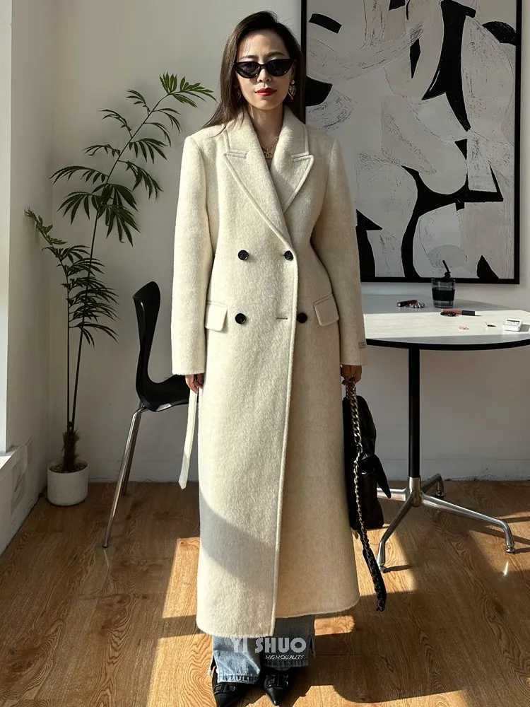 2025 Autumn Luxury Coat Double Brested Thickened Double-Sided Wool Coat Women Xlong Extended Suit Tie-Strap Jacket WomenT251224
