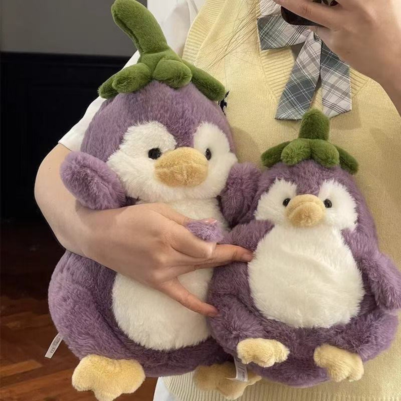 2026 Viral Purple Eggplant Penguin Plush Toy, Jumbo Stuffed Animal Doll Hugging Pillow Sleep, Cute Gift for Boys & Girls W260306