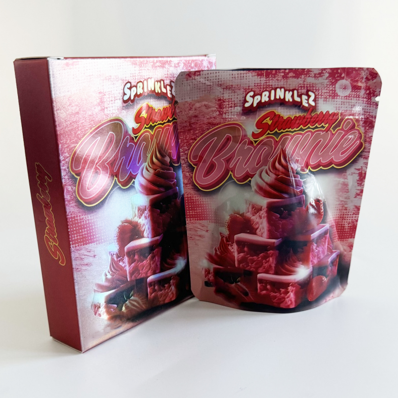 Durable 3.5 Inch Bags + Boxes (Smell Proof) Personalized Cali-Style 1/8oz Mylar Packets w/Matching Cardboard Container custom printed