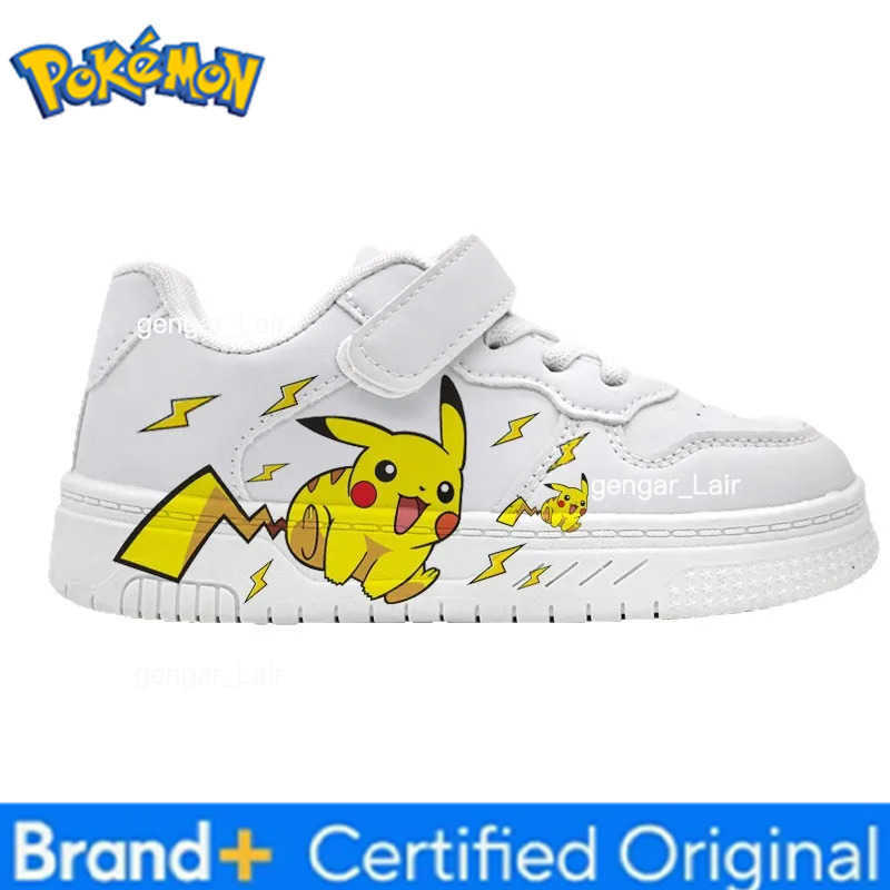 Pokemon 2025 Pikachu Cartoon Cute Unisex White Sneakers Spray Paint Kids Casual Shoes Hot Sale W251224