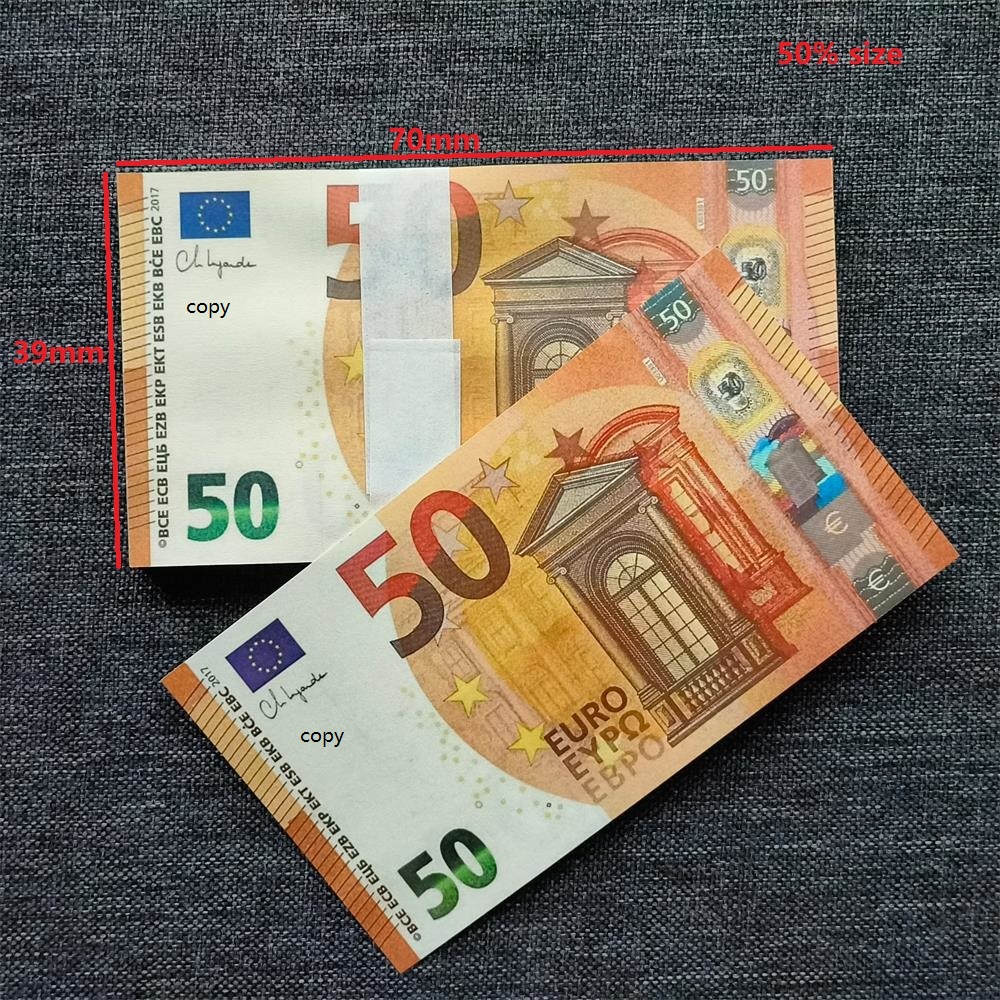 3A Laser Printing Euro Prop Money Bills Notes 5 10 20 50 100 200 500 Billet Euros Faux Billets En Euros Film Money For Party Christmas Decorations Wedding 67*36mm 50% Size