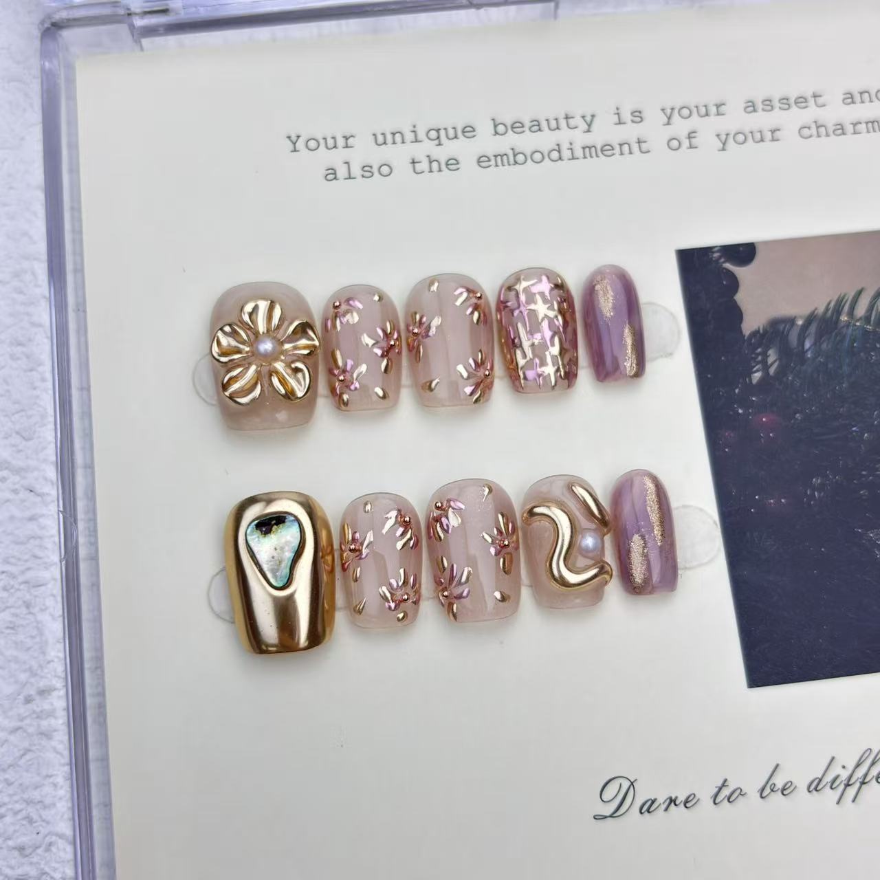 Vintage Inspired Metal Crafted Sunlit Beauty Hand Painted Nails DIY Ornament