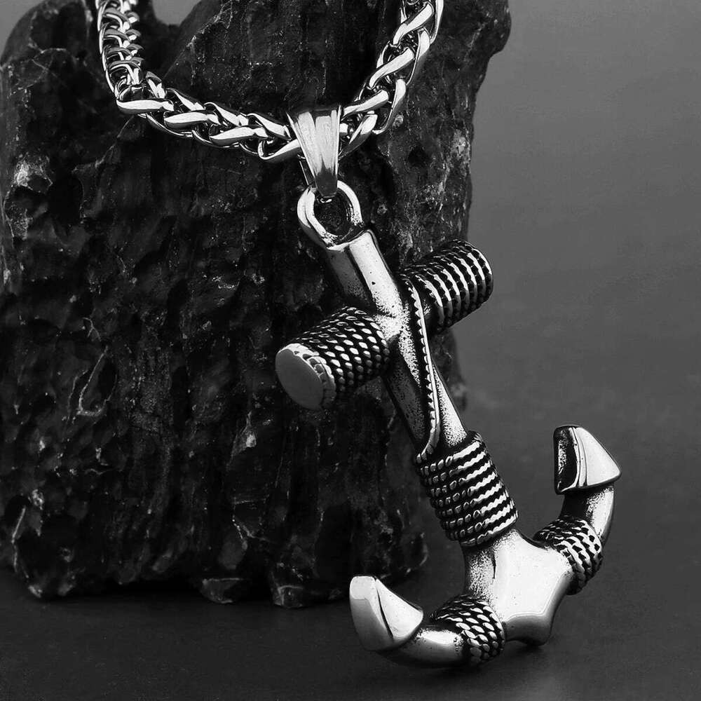 Stainless Steel Viking Anchor Pendant Vintage Personality Nordic Pirate Men's Party Jewelry Punk Hip Hop Necklace Gift X251224