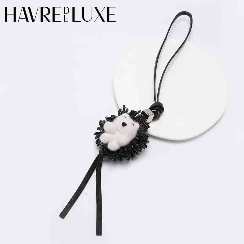 Cute leather bag charm Hedgehog Charm Wool Felt Pendant Key Chain Diy Bag Accessories X251224