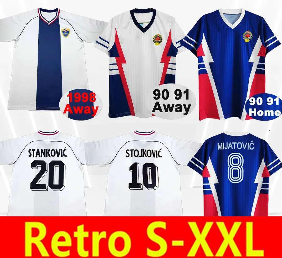 1990 1991 Yugoslavia MIHAJLOVIC Mens Retro Soccer Jerseys STANKOVIC STOJKOVIC vintage Home Blue Away Classical Fotball Shirts Uniforms