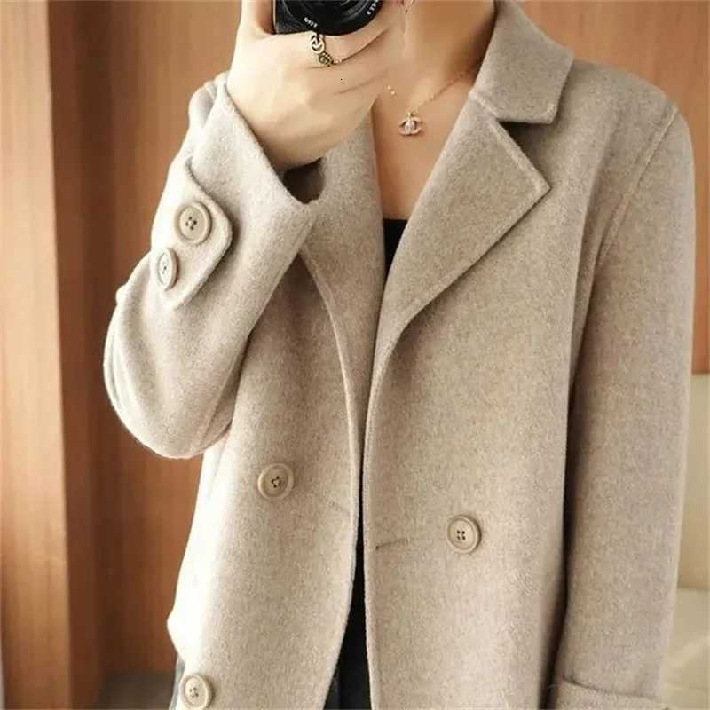 New High-End Single-Sided Woolen Coat For Women Fashion Casual Small Suit Autumn Winter Short Woolen Blending Coat FemaleT251224