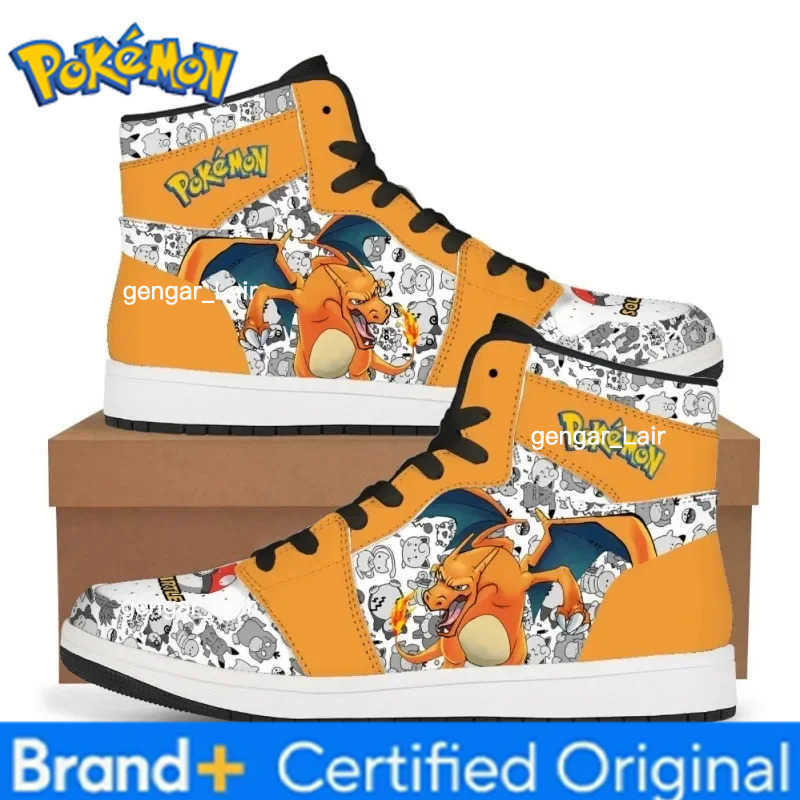 Pokemon Cartoon Pikachu Sneakers for Man Women PU High Top Sneakers Fashion Leather Casual Street Shoes Basketball Sports Shoes Gifts W251224