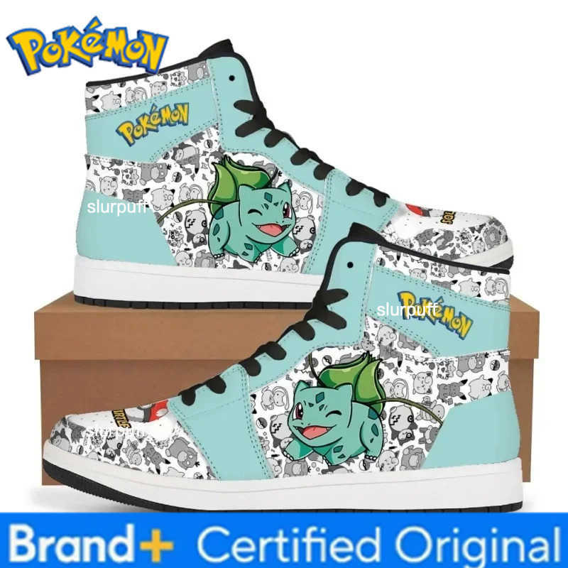 Pokemon Cartoon Pikachu Sneakers for Man Women PU High Top Sneakers Fashion Leather Casual Street Shoes Basketball Sports Shoes Gifts W251224