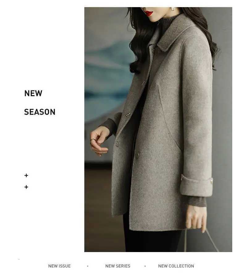 High End Minimalist and Fashionable Woolen Coat for Women in Autumn and Winter New Small French Style Casual Woolen Coat BlendsT251224
