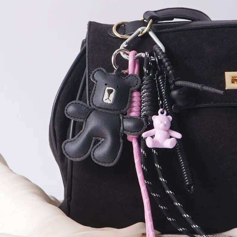 1 Piece Leather Little Bear Woven Rope Backpack Pendant Decoration Fashion DIY Keychain Bag Accessories X251224