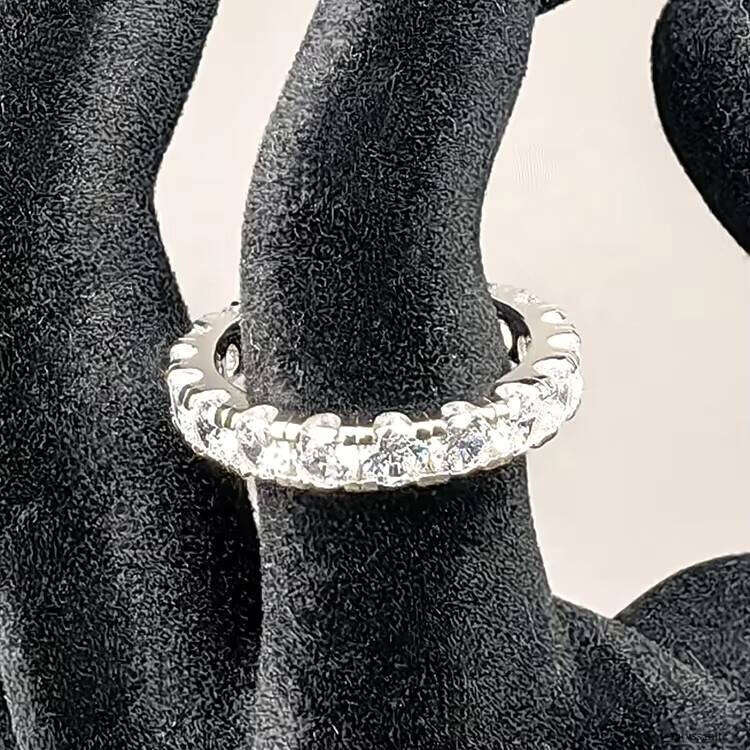 Wholesale Classic Fine Jewelry S925 Sterling Silver VVS Moissanite Wedding Eternity Ring Unisex