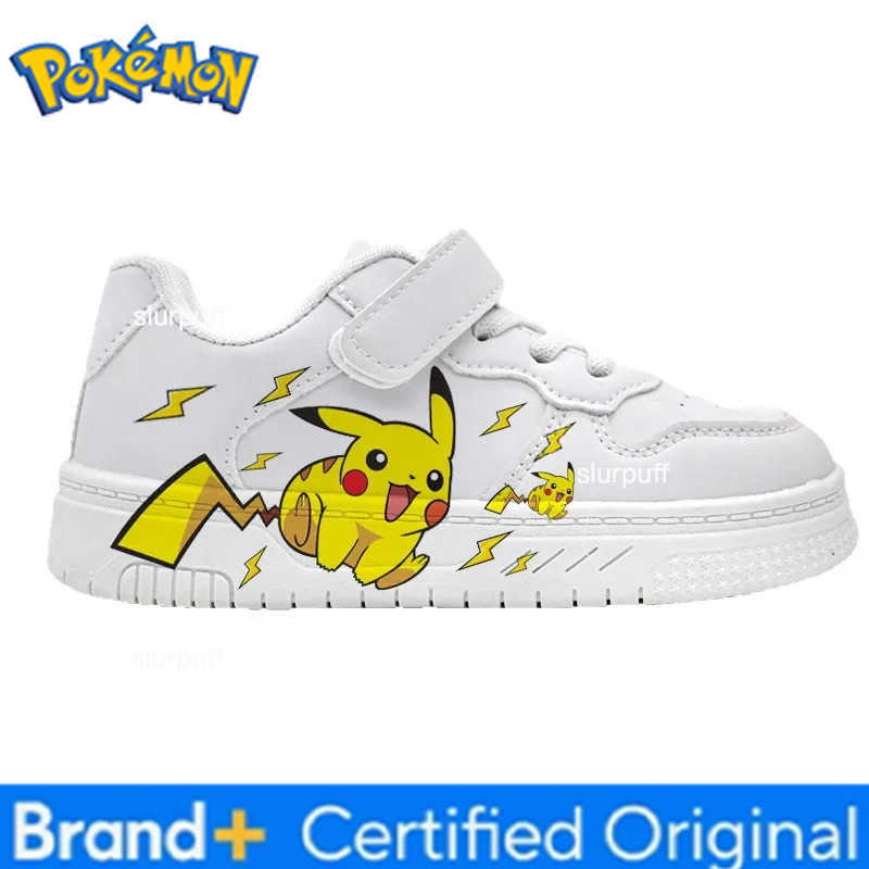 Pokemon 2025 Pikachu Cartoon Cute Unisex White Sneakers Spray Paint Kids Casual Shoes Hot Sale W251224