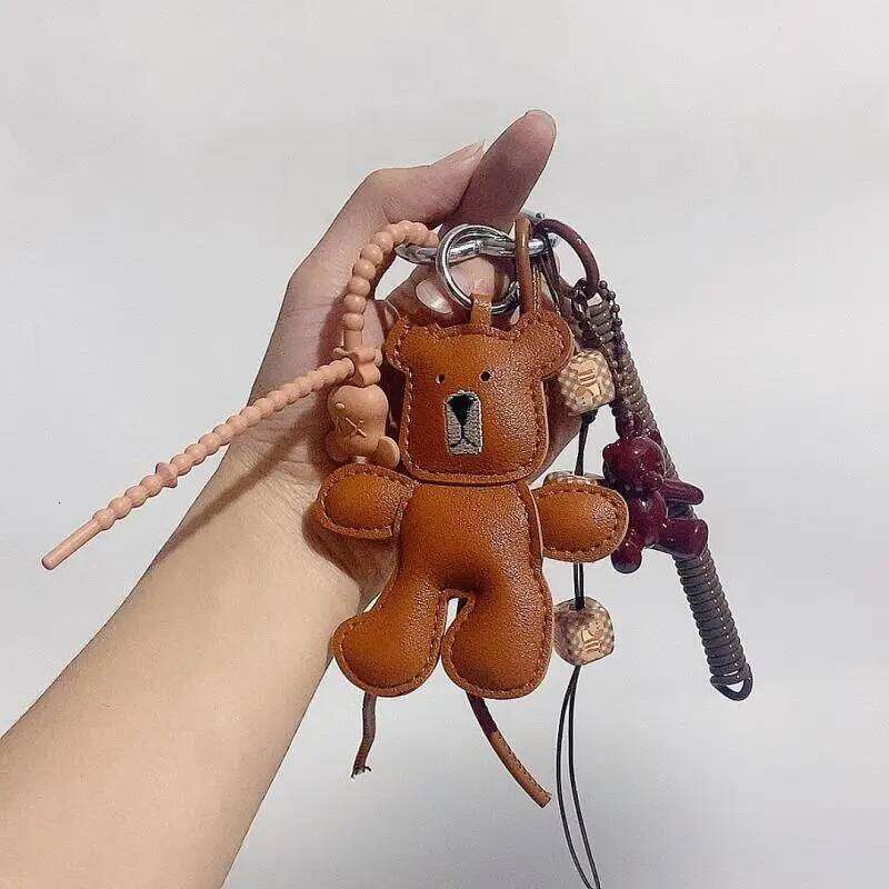 1 Piece Leather Little Bear Woven Rope Backpack Pendant Decoration Fashion DIY Keychain Bag Accessories X251224