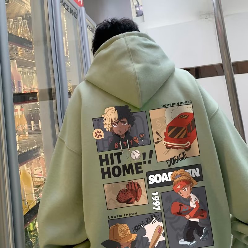 Fleece Lined & Thickened Oversized Couples Hoodie, Trendy Versatile BF-Style Ins Fashion, Hong Kong Style Outerwear for Men, Fall & Winter
