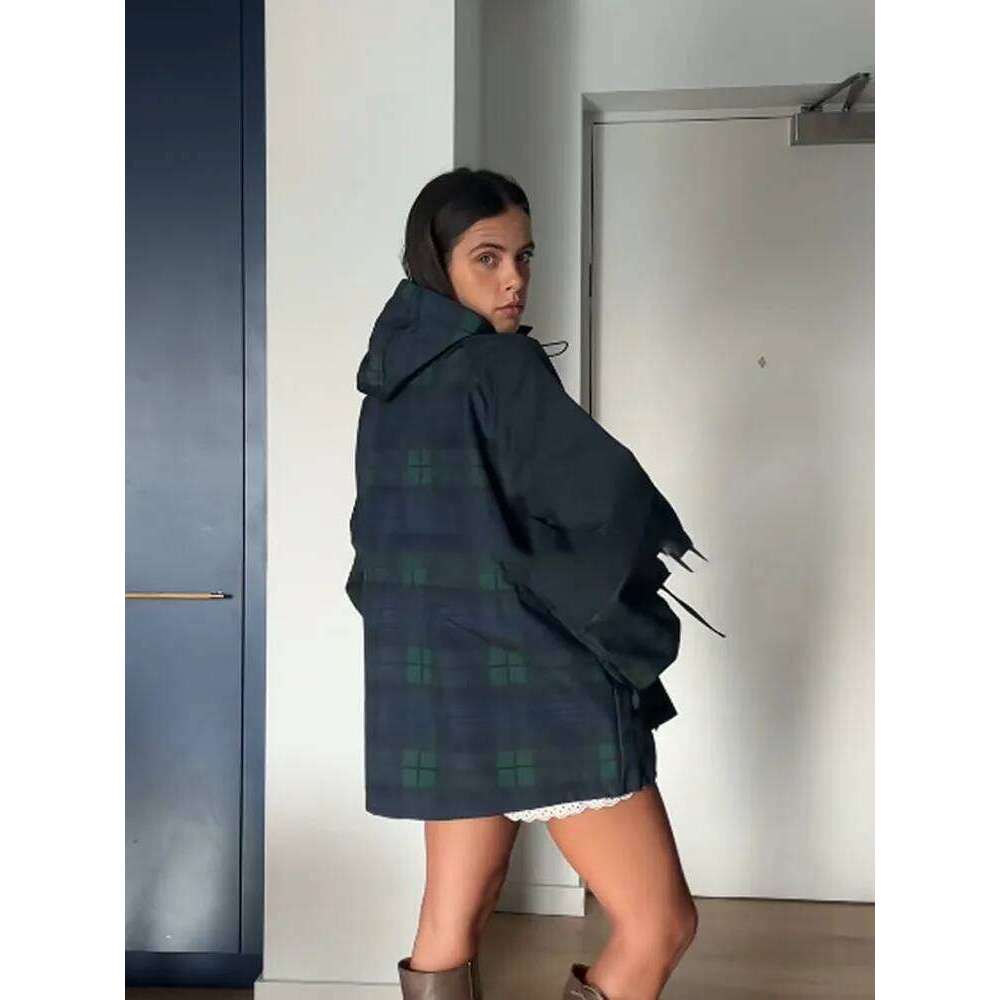 Casual Chic Plaid Coats Loose Designer Fashion 2026 Stand-Collar Tie Up Bow Tops Jacket Trendy Vintage Designers Hoodies Autumn Women's Outerwear