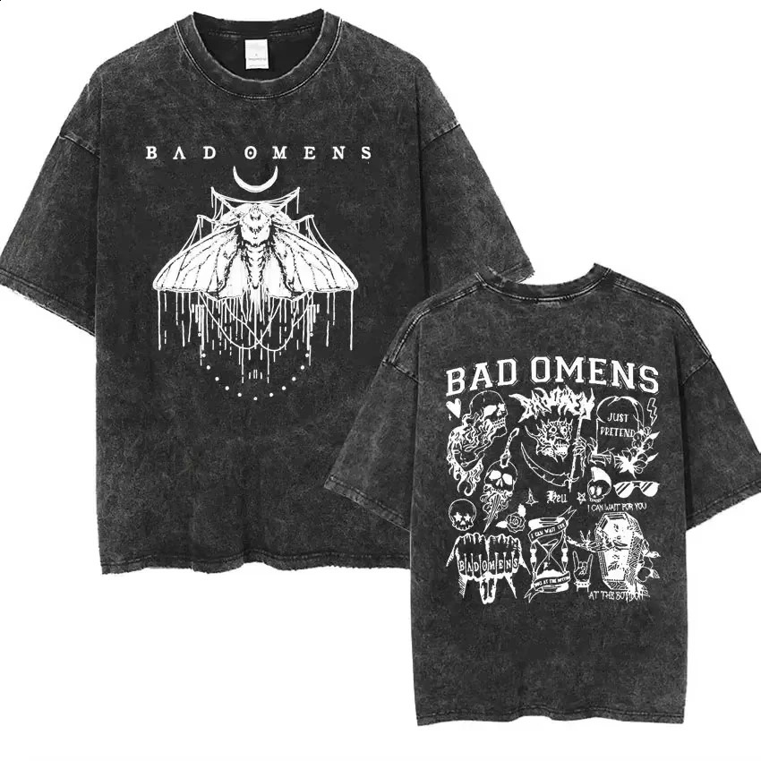 2025 Streetwear Bad Omens Band Music Tour 2025 Washed T Shirt Retro 90s Men Women Clothing Y2k Hip Hop T-shirt Casual Tees 251213