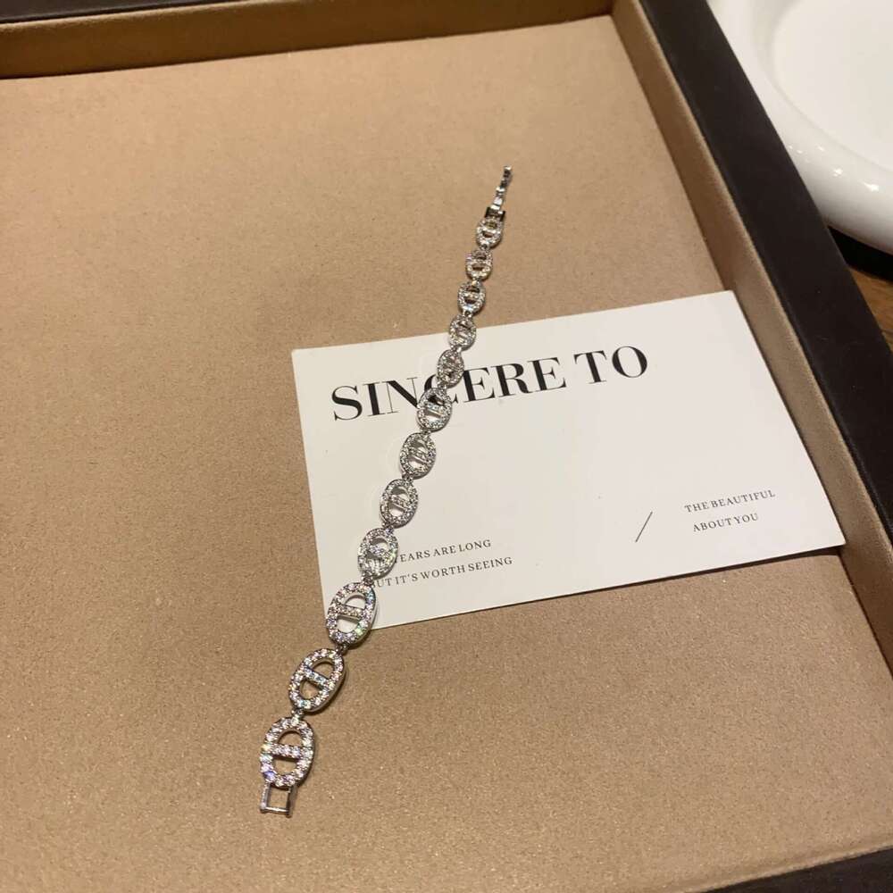 Bracelet for Women Jewelry French Style Pig Nose Full Diamond New Korean Trendy High-End Sweet Gift for Best Friends