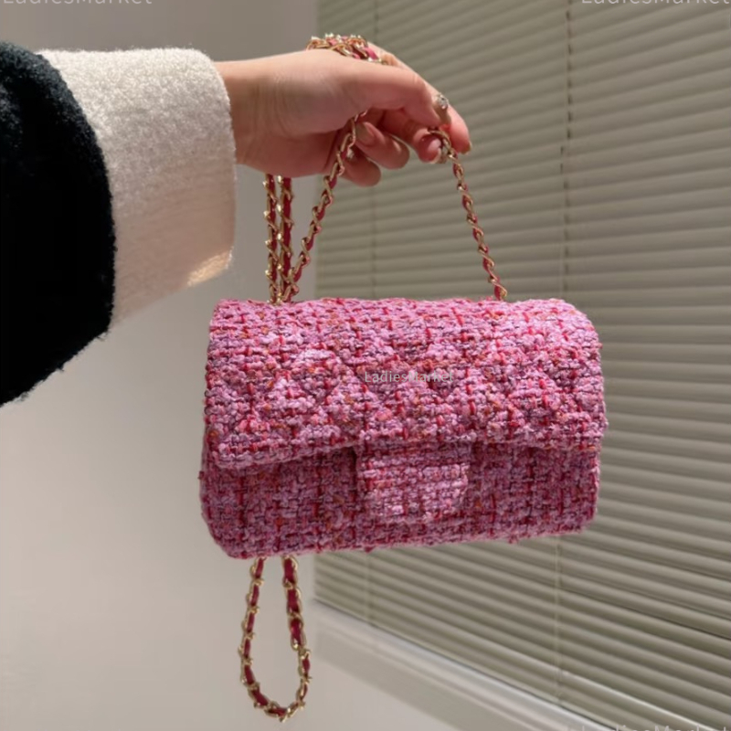 Top Quality Tweed Bag Flap Bag Designer Bag Woman Shoulder Bag Classic Quilted Bag Luxury Turn Lock Fashion Handbag Crossbody Mini Sequin Bag Ladies Tote Cf Bag Tweed