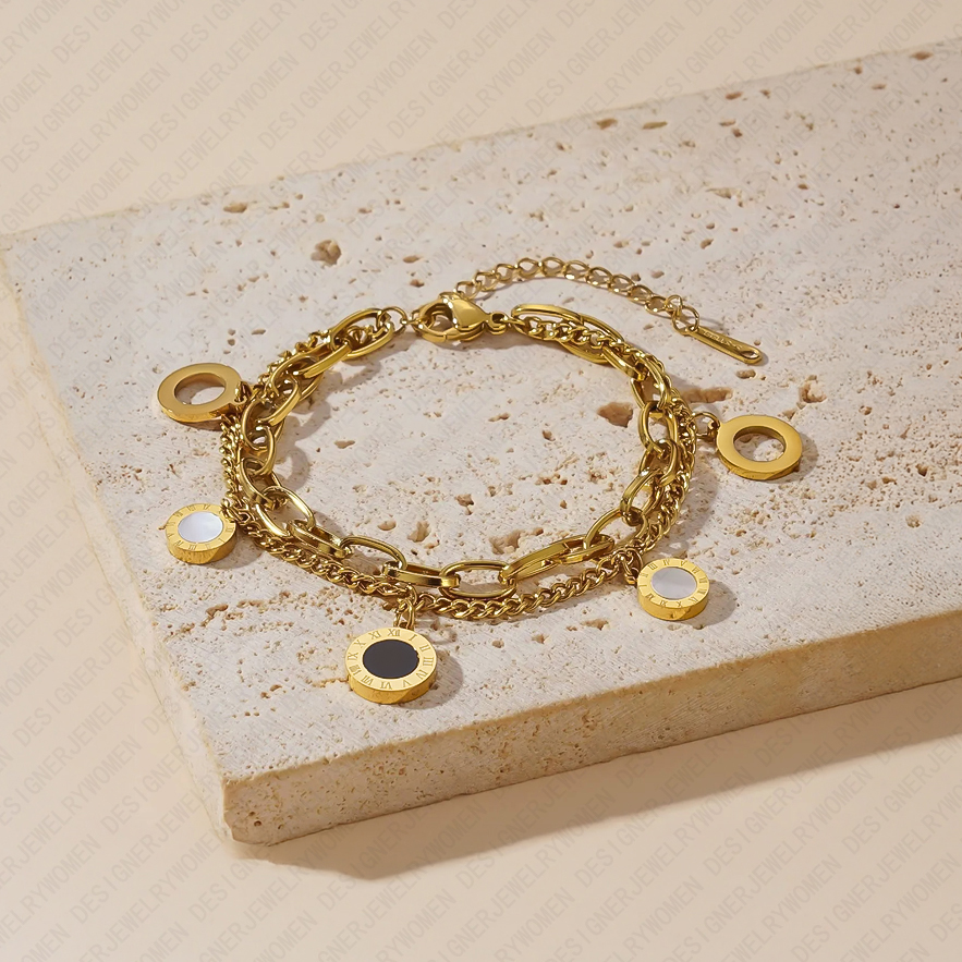 Designer Bracelet for Women Roman Numeral Bracelets Gold Hollow Tassel Bangle Double Sided Shell Bangles Luxury Jewlery Designer for Women Classic Ele