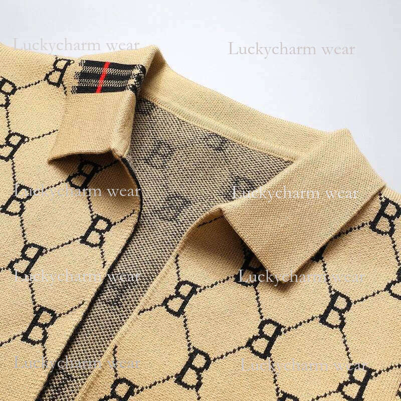 Designer Luxury Brand Knitted Cardigan Lapel Embroidered B Jacquard Sweatercoat Korean Winter New Fashion Trend Men's Wear