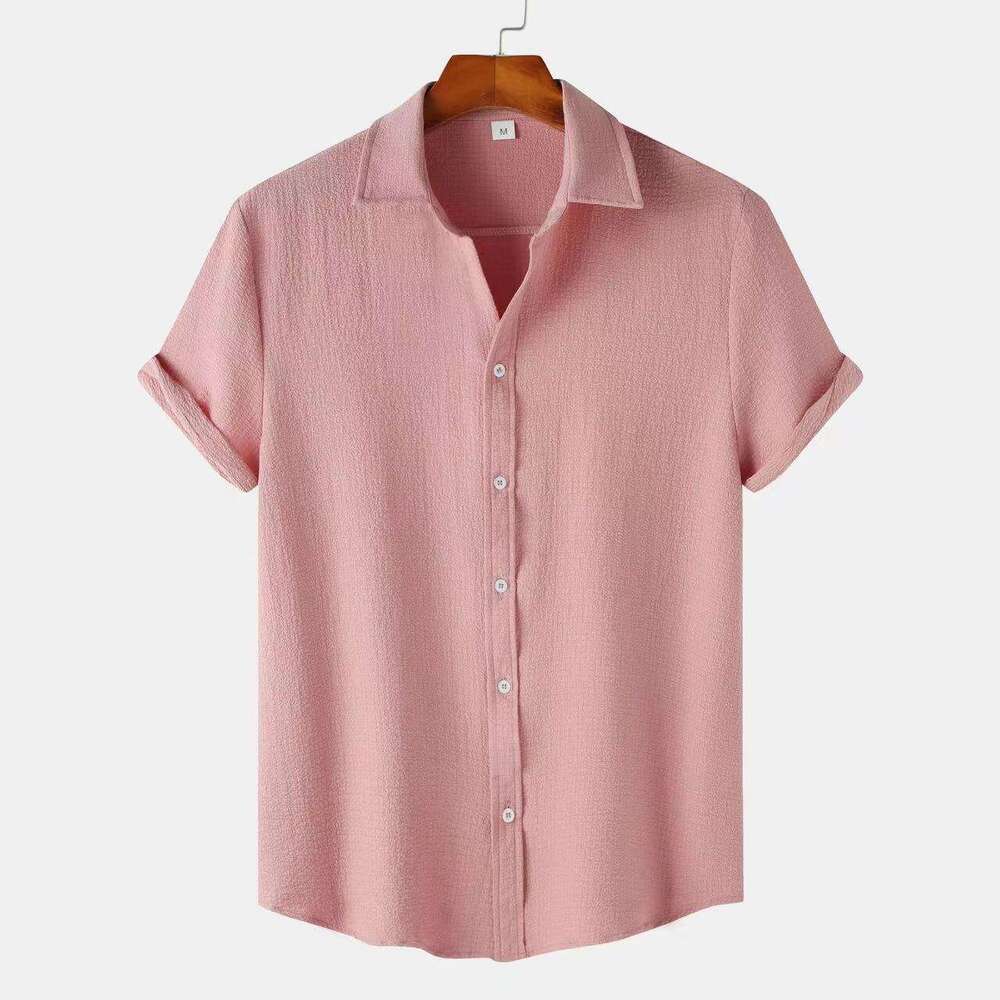 Clothing Summer New Short Sleeved Solid Color Men's Shirt Tops