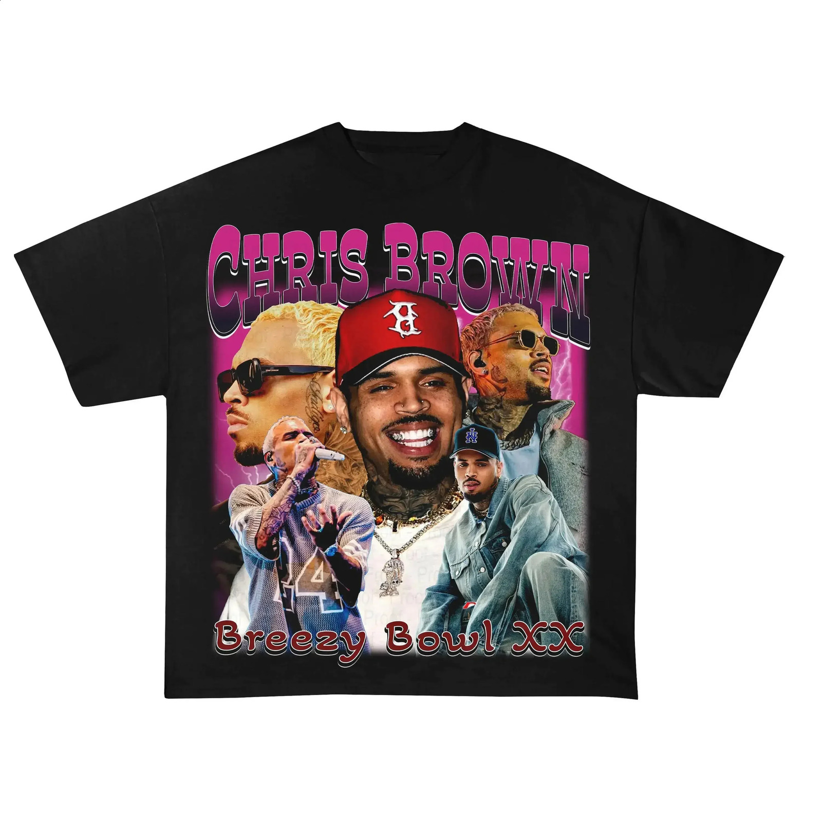 Chris Brown Breezy Bowl XX Concert Tour Cotton T Shirts Vintage Hip Hop Gothic T Shirt Mens Oversized Cotton T-shirt Streetwear 251222