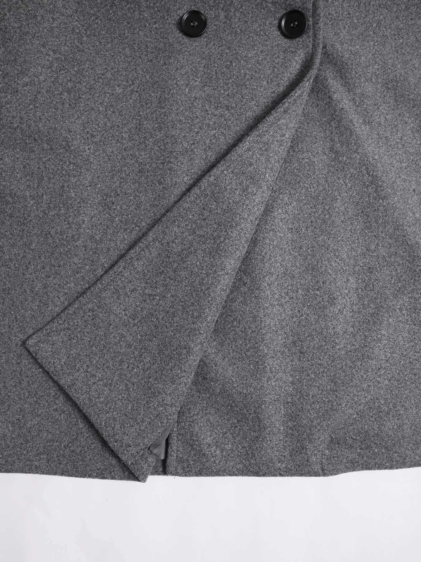 Womens Long Woolen Coat Casual Loose-Fitting Overcoat with Double Button Front Fall Winter Fashion Outerwear for WomenT251224