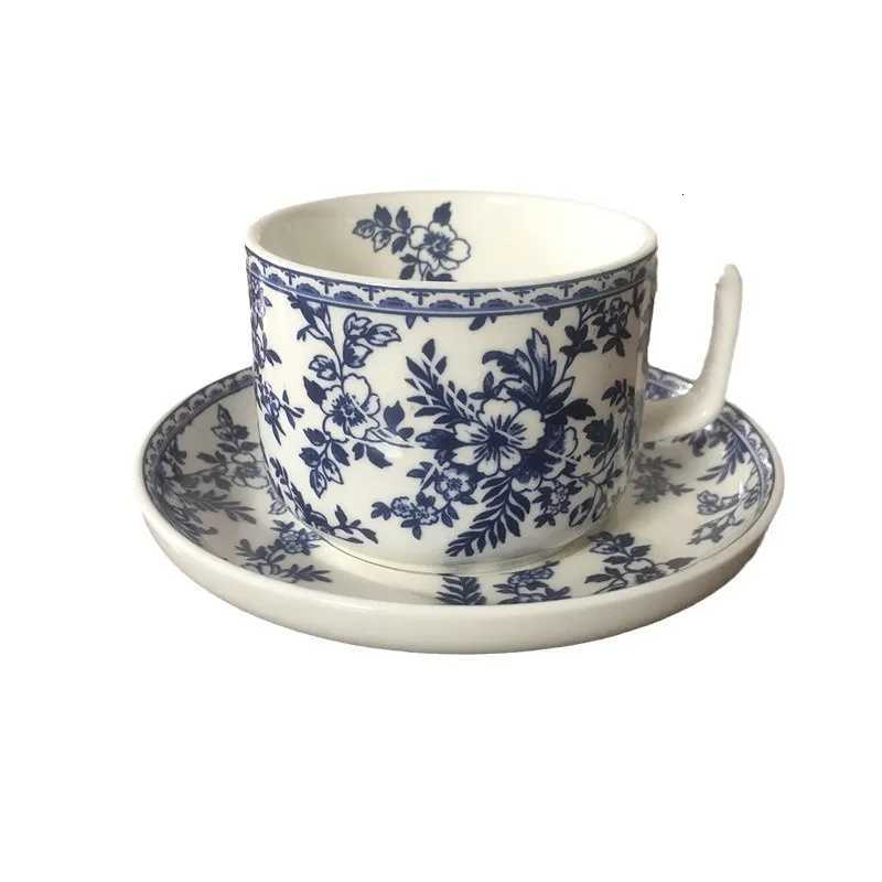 280ml Blue And White English Style Coffee Cup And Saucer Set Ceramic Vintage European Style Exquisite High End Light Luxury Afternoon Tea Cup
