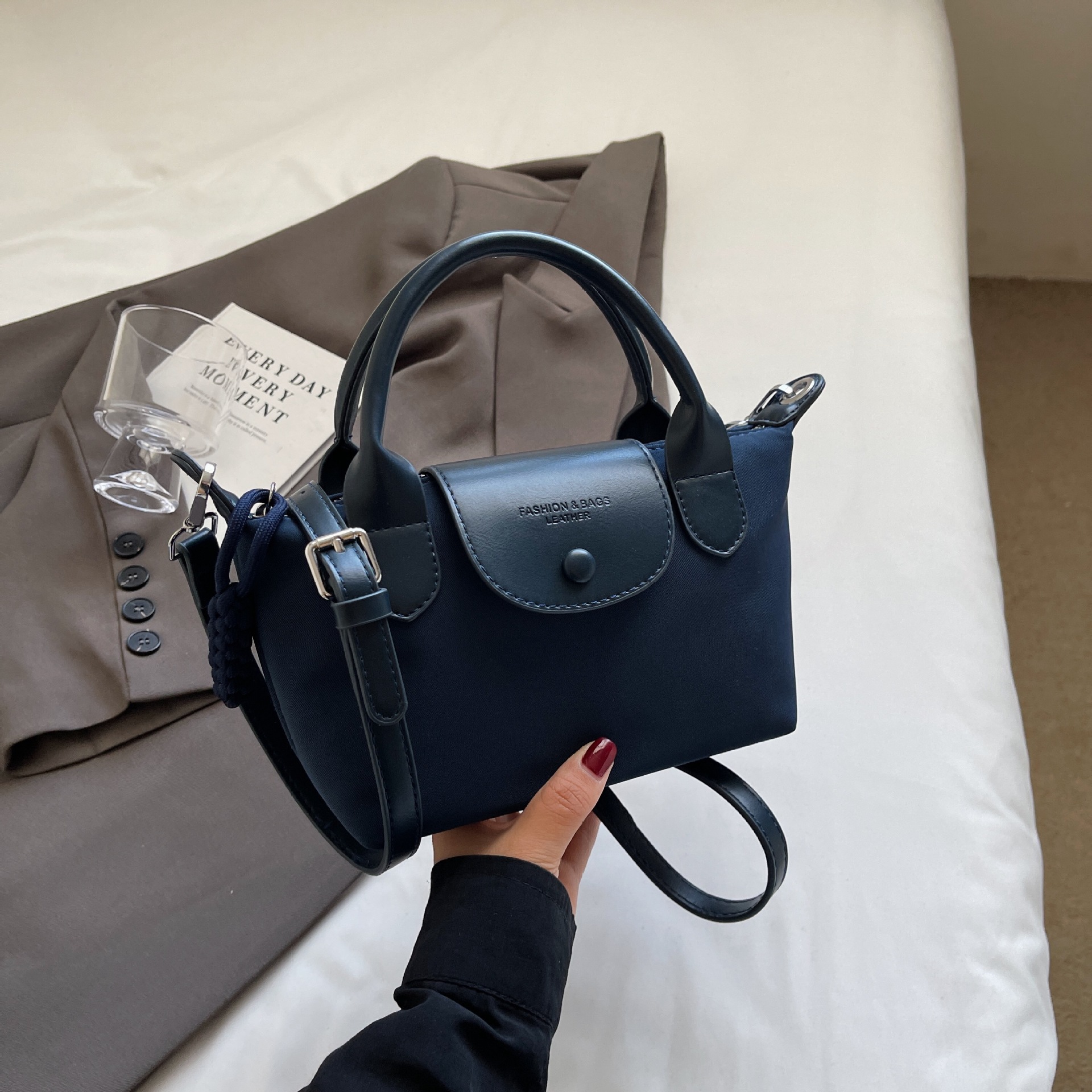 Free shipping multi-color mini tote bags durable lightweight fabric adjustable detachable strap roomy interior versatile daily wear practical small ha