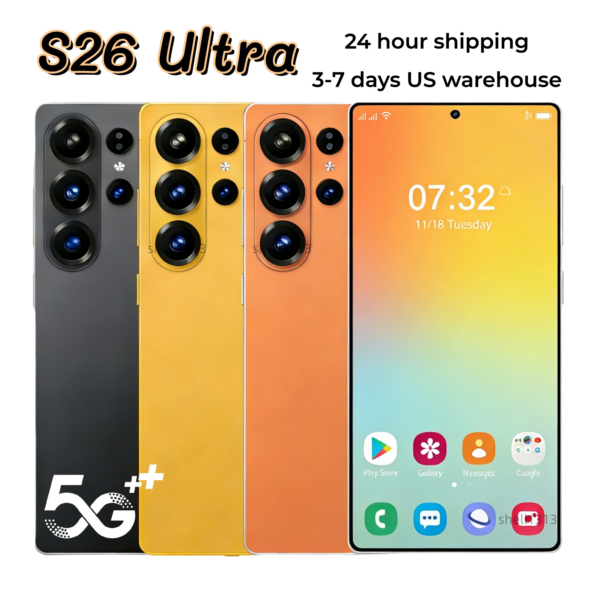S26 S25 Ultra 5G phone cell phone 12GB+512 Smartphone android phone Octa Core Punch-hole Full touch screen Face ID Unlocked mobile phone Camera GPS