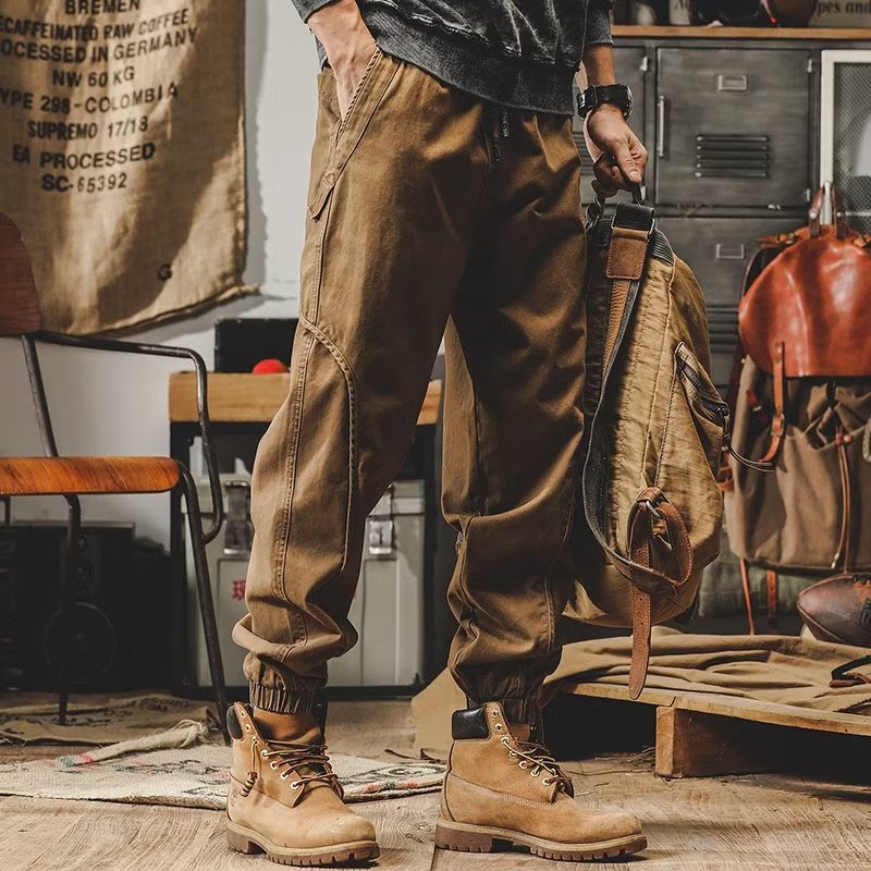 American Heavyweight Cargo Pants for Men, 2025 Fall & Winter New Style, Oversized Trendy Casual Pants, Streetwear Cuffed Trousers